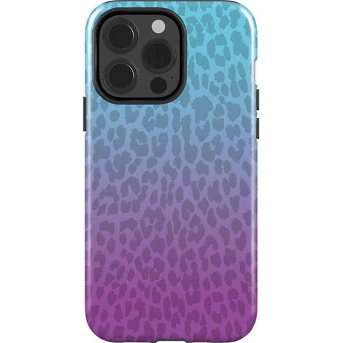 Cheetah Print Purple and Blue iPhone 15 Pro Impact Case